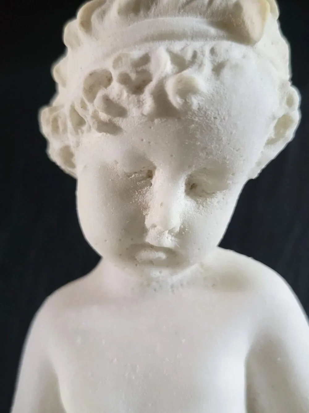 Vintage White Alabaster Sculpture Lamp Of Child Scribe After Canova 12.5 Inches